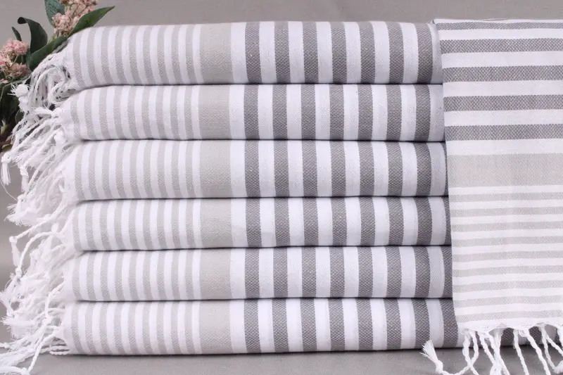 Embroidered Kitchen Towel Turkish Hand Towel Dark Gray-Light Gray 24x40 Inches