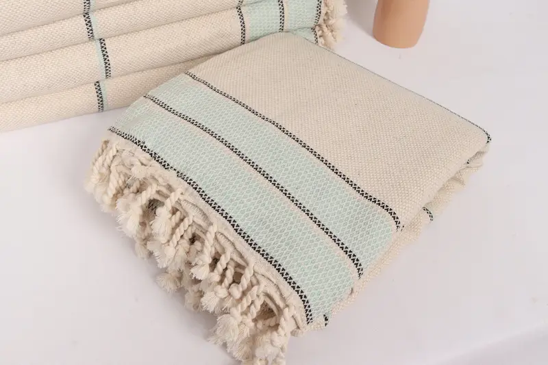 Monogram Blanket, Turkish Towel Beach Blanket, 104x96 Cotton Striped Towel, Gift For Best Friend, Turkish Blanket, Boho Throw Blankets - 5