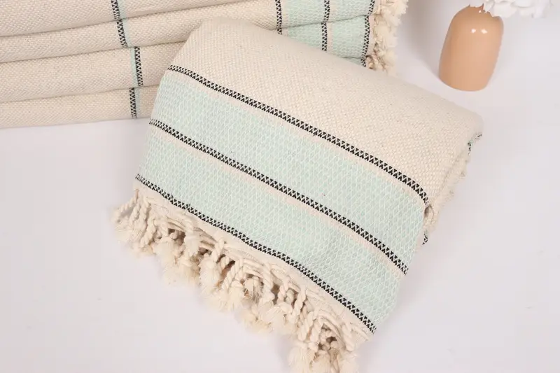 Monogram Blanket, Turkish Towel Beach Blanket, 104x96 Cotton Striped Towel, Gift For Best Friend, Turkish Blanket, Boho Throw Blankets - 4