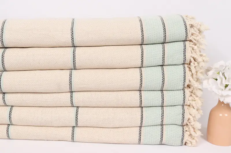 Monogram Blanket, Turkish Towel Beach Blanket, 104x96 Cotton Striped Towel, Gift For Best Friend, Turkish Blanket, Boho Throw Blankets - 3