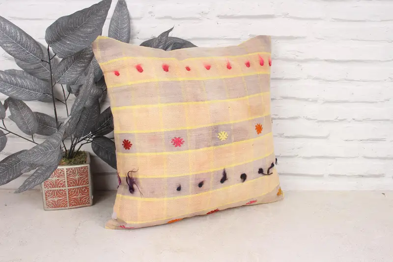 Interior Designer Pillow, Neutral Cushion, Antique Pillows, Handmade Throw Pillow Cover, Pillow Sham, Vintage Kilim Pillow, 18x18 Gray Pillow Case - 3