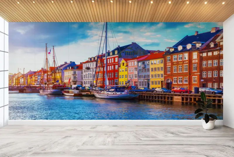 Denmark Landscape Digital Paper, View Wall Painting, Copenhagen Wall Mural, Gift For House, Denmark Wall Decals, Housewarming Gift, - 2
