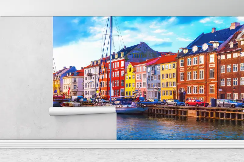 Denmark Landscape Digital Paper, View Wall Painting, Copenhagen Wall Mural, Gift For House, Denmark Wall Decals, Housewarming Gift, - 1