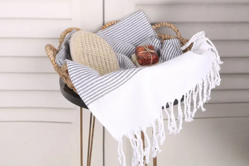 40x18 Cotton Striped Towel, Monogram Towels, Wedding Favors, Custom Turkish Towel, Bridesmaid Gifts, Monogram Dish Towel, Personalized Dish Towel - 2