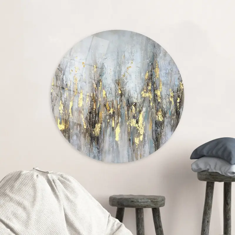 Modern Abstract Canvas: Gray & Gold Contemporary Art Print