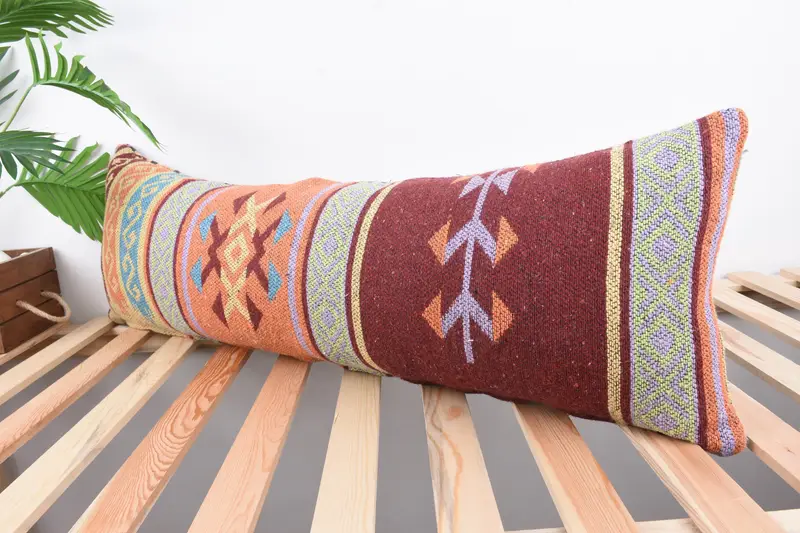 12x36 Orange Cushion Case, Customized Cushion Cover, Turkish Kilim Pillow, Pillow Case, Boho Pillow Sham Cover, Kilim Pillow - 5