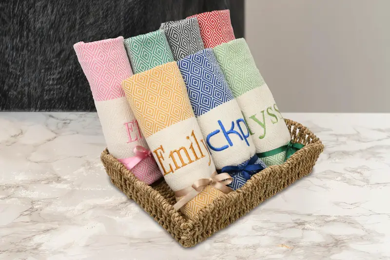 Personalized Gift Idea Organic Cotton Beach Towel, Beige, 70x40 Inches