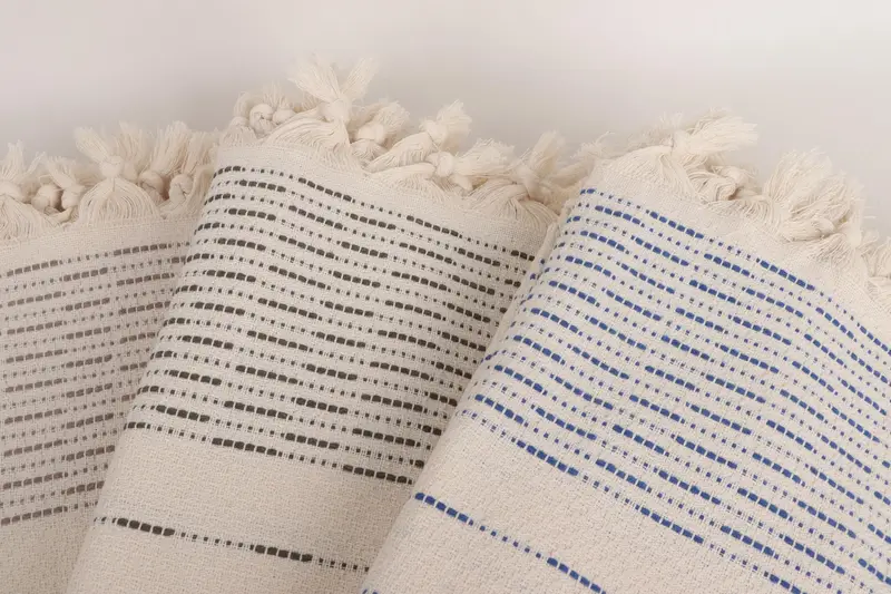 Organic Throw, Personalized Gift For Him, Woven Throw Blanket, Custom Blanket, 98x92 Cotton Striped Design Towel, Monogram Blanket, Shower Curtain - 6
