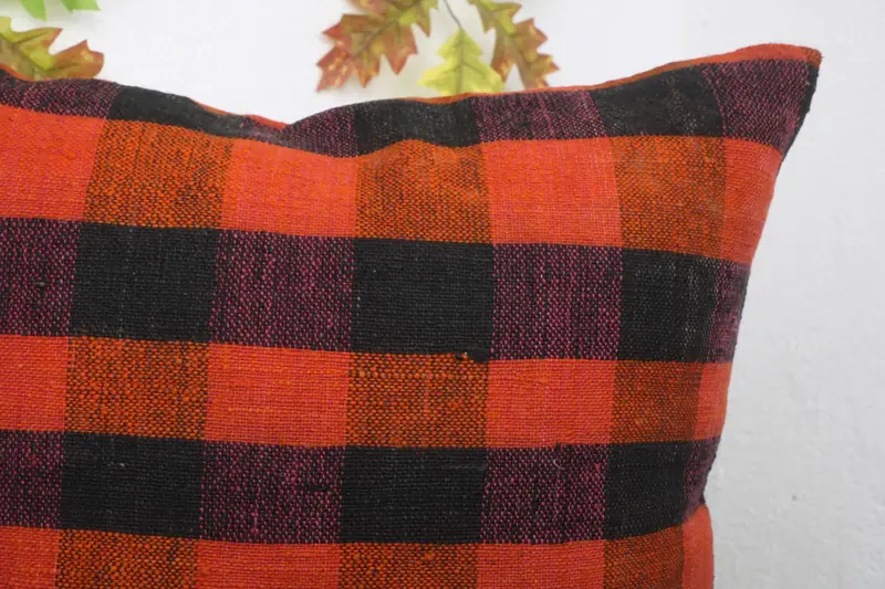 Turkish Kilim Pillow, Couch Pillow, Hippie Throw Pillow Case, Boho Pillow, Handmade Kilim Cushion, 20x20 Red Pillow, Cushion - 5