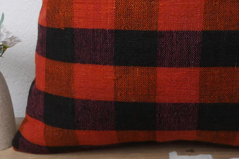 Turkish Kilim Pillow, Couch Pillow, Hippie Throw Pillow Case, Boho Pillow, Handmade Kilim Cushion, 20x20 Red Pillow, Cushion - 3