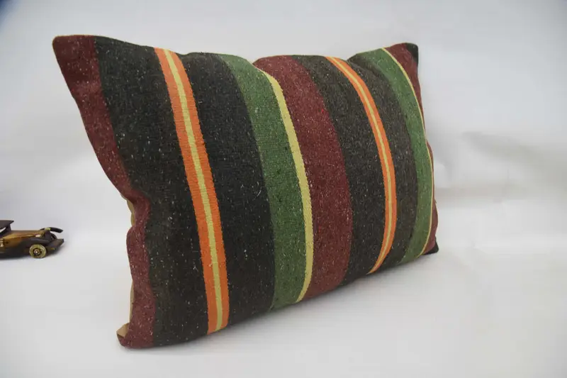 Cushion Cover, Cozy Throw Pillow Sham, Interior Designer Pillow, Authentic Cushion Cover, 20x28 Green Cushion, Pillow for Sofa, Kilim Pillow - 3