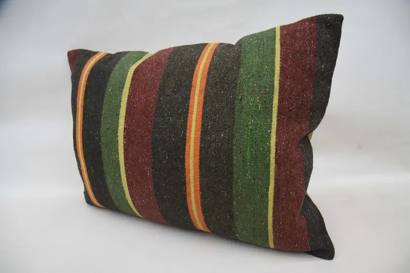 Cushion Cover, Cozy Throw Pillow Sham, Interior Designer Pillow, Authentic Cushion Cover, 20x28 Green Cushion, Pillow for Sofa, Kilim Pillow - 5