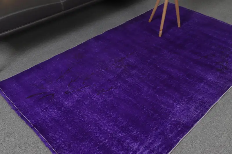 Turkish Rug, 3.8x6.4 ft Vintage Rug, Purple White Oriental Wool Rug - 1