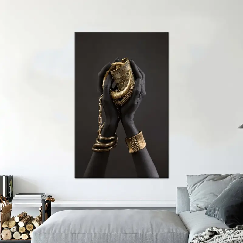 Gold African Woman Wall Decor, Canvas Wall Art, Fashion Wall Decoration, African Woman Poster, Luxury Wall Canvas, Modern Canvas Art, - 4