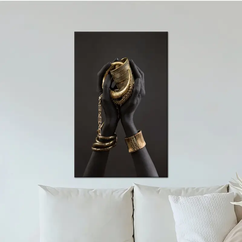 Gold African Woman Wall Decor, Canvas Wall Art, Fashion Wall Decoration, African Woman Poster, Luxury Wall Canvas, Modern Canvas Art, - 6