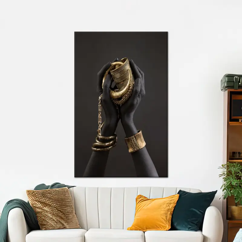 Gold African Woman Wall Decor, Canvas Wall Art, Fashion Wall Decoration, African Woman Poster, Luxury Wall Canvas, Modern Canvas Art, - 2