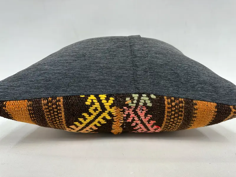 Patio Pillow Cover, Kilim Pillow Cover, 20x20 Brown Cushion, Ethnical Kilim Rug Pillow, Pillow Cover, Vintage Kilim Throw Pillow - 7