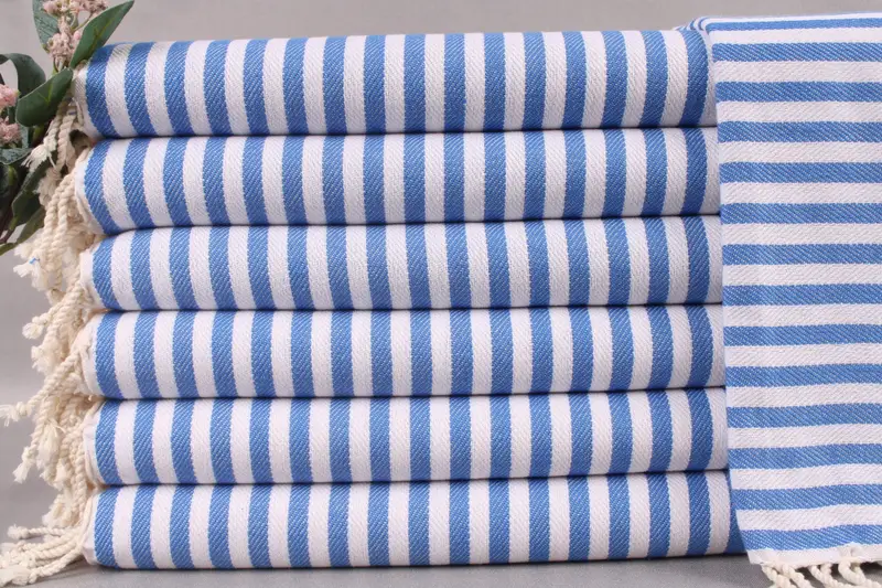 Cotton Tea Towel, Hanging Kitchen Towel, Sax Blue Towel, 18x40 Inches