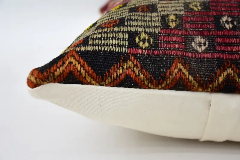 Handmade Kilim Cushion, Kilim Cushion Sham, Outdoor Patio Cushion, Vintage Kilim Pillow, Christmas Cushion Cover, 16x24 Red Cushion, Pillow Cover - 5