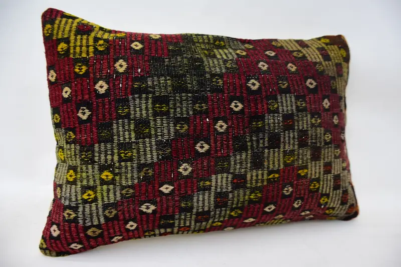 Handmade Kilim Cushion, Kilim Cushion Sham, Outdoor Patio Cushion, Vintage Kilim Pillow, Christmas Cushion Cover, 16x24 Red Cushion, Pillow Cover - 2