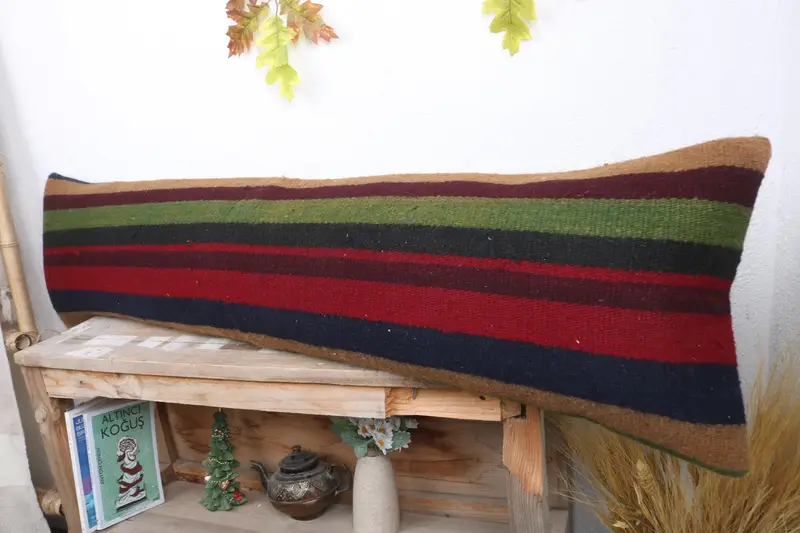 Toss Pillow Case, Pillow for Sofa, Vintage Pillow, Aztec Pillow Case, Boho Pillow, Pillow Sham, Turkish Bench Pillow, 12x48 Red Cushion Case - 4