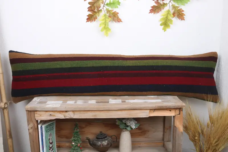 Toss Pillow Case, Pillow for Sofa, Vintage Pillow, Aztec Pillow Case, Boho Pillow, Pillow Sham, Turkish Bench Pillow, 12x48 Red Cushion Case - 2