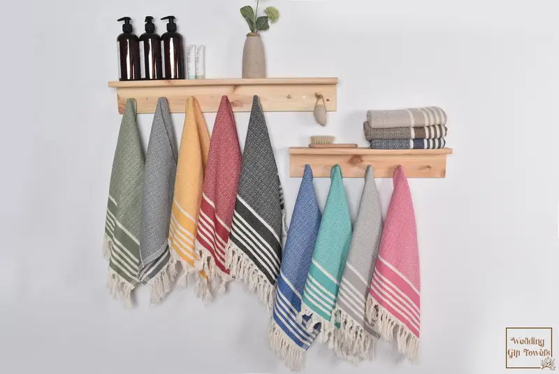 Personalized Turkish Cotton Hand Towel Embroidered Diamond Dish Towel, Beige, 32x16 Inches