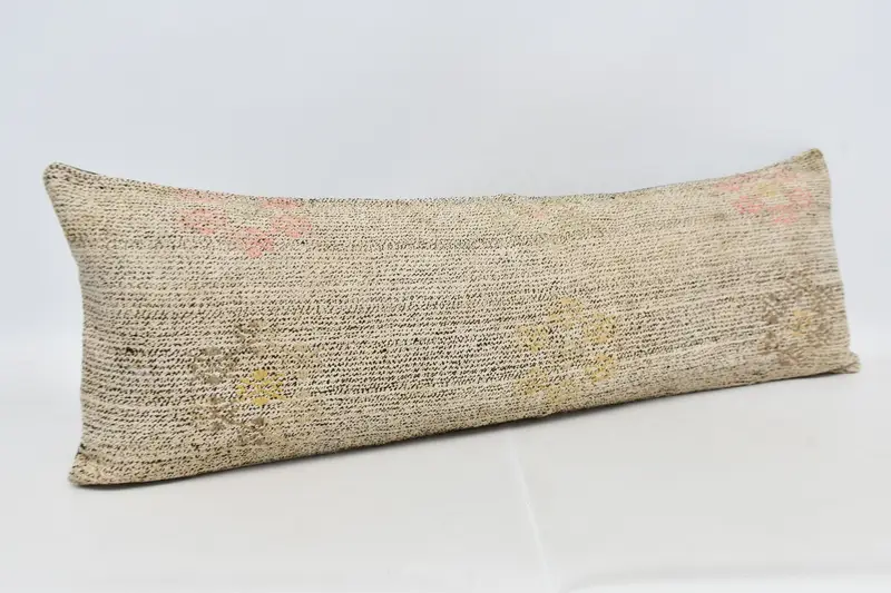 16x48 Beige Pillow, Crochet Pattern Pillow, Luxury Pillow Sham, Turkish Pillow, Bright Pillow Cover, Pillow Case, Boho Pillow, Kilim Pillow - 3