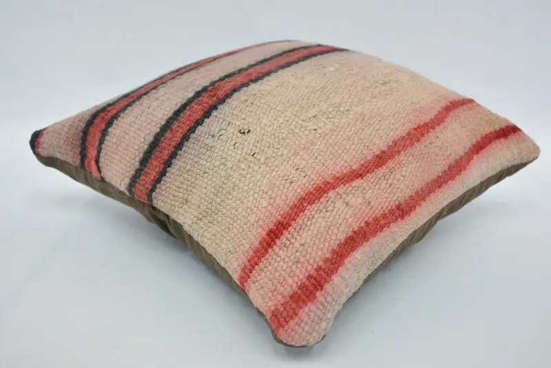 Pillow Cover, Interior Designer Pillow, Handmade Kilim Cushion, Ethnic Pillow Cover Pillow Cover, Turkish Kilim Pillow, 12x12 Beige Cushion - 6