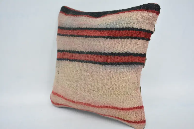 Pillow Cover, Interior Designer Pillow, Handmade Kilim Cushion, Ethnic Pillow Cover Pillow Cover, Turkish Kilim Pillow, 12x12 Beige Cushion - 4