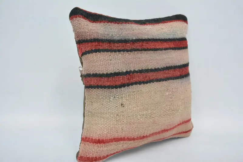 Pillow Cover, Interior Designer Pillow, Handmade Kilim Cushion, Ethnic Pillow Cover Pillow Cover, Turkish Kilim Pillow, 12x12 Beige Cushion - 3