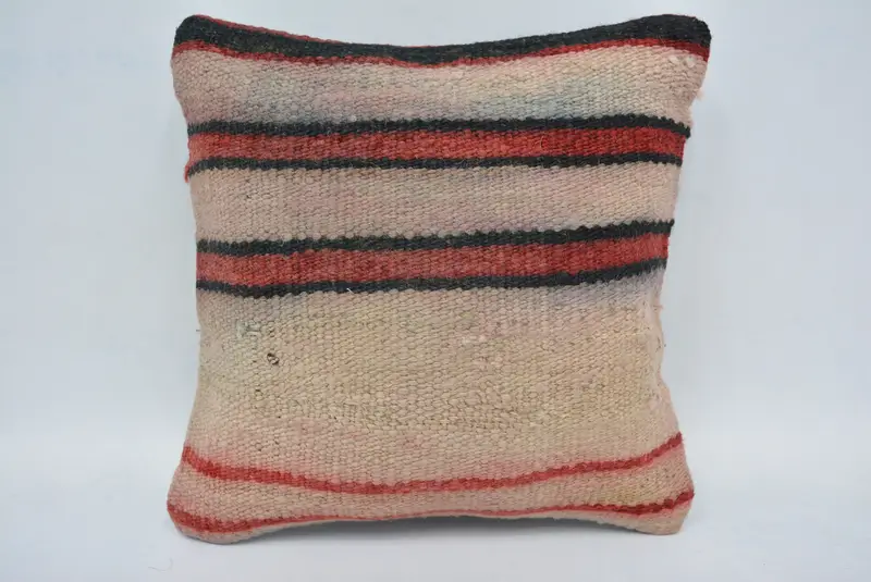 Pillow Cover, Interior Designer Pillow, Handmade Kilim Cushion, Ethnic Pillow Cover Pillow Cover, Turkish Kilim Pillow, 12x12 Beige Cushion - 1