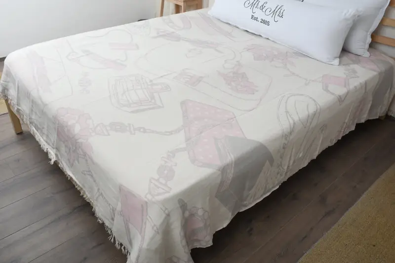 Spooky Bachelorette Party, Monogram Blanket, Woven Blanket, Beach Theme Wedding Gift, Bedspread, Couch Blanket, 96x80 Cotton Make-Up Patterned Towel - 8