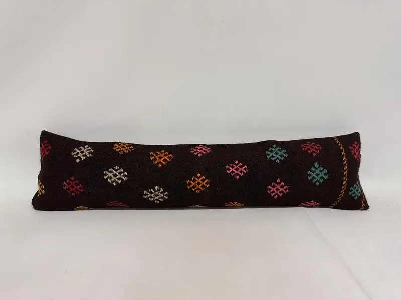 Home Decor Pillow, 12x48 Brown Pillow Case, Nautical Throw Cushion, Handwoven Pillow Sham, Cushion Cover, Pillow for Couch, Turkish Kilim Pillow - 1