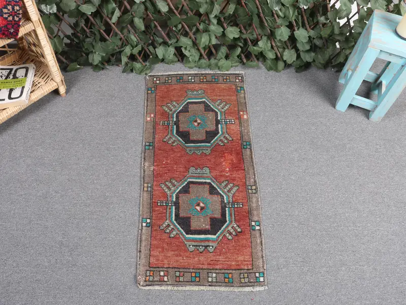 パープル、グリーン迷彩ラグ、1.3x2.9フィートのシックな装飾