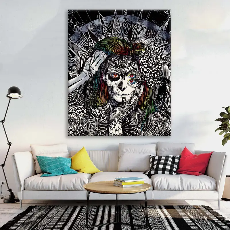 Horror Wall Art, Cerebral Palsy, Black and White Decor, Illustration Art, Skull Wall Art, Terrible Wall Art, Callie Fink Canvas Art, - 1