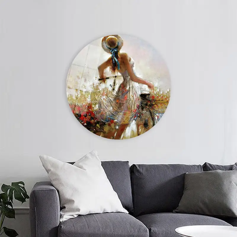 自転車キャンバスプリントのエレガントな抽象的な女性 - 芸術的な装飾