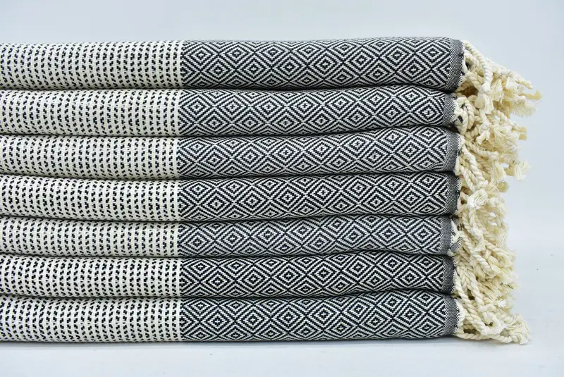 Personalized Turkish Towel Blue Chevron, 70x40 Inches, Organic Cotton