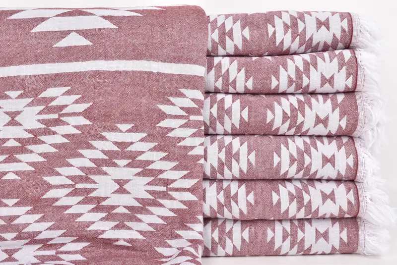Turkish Blanket Queen, Bridesmaid Gifts, 84x56 Cotton Kilim Towel, Bedspread, Throw Blanket Couch, First Wedding Anniversary Gift, Best Friend Gift - 1