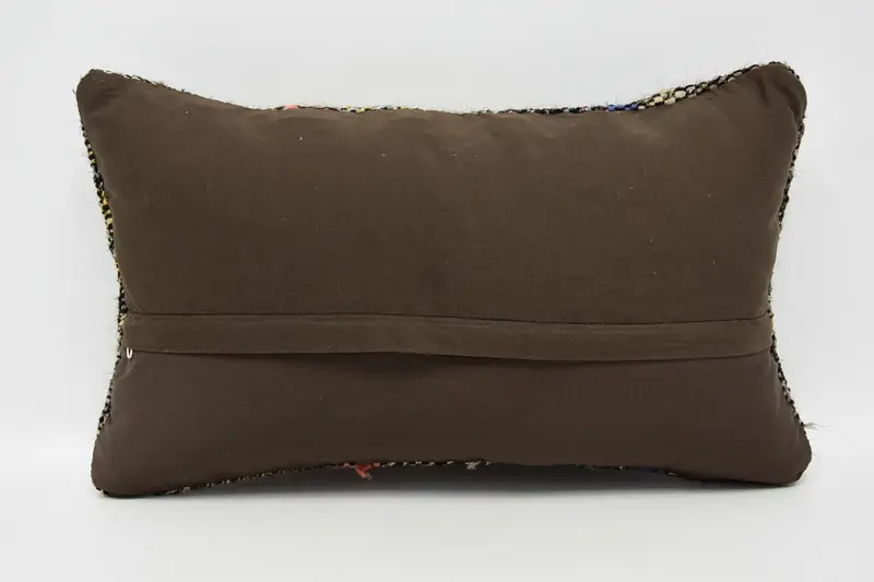 Hippie Throw Pillow Case, Boho Pillow Sham Cover, Ethnical Kilim Rug Pillow, Kilim Pillow, 12x20 Brown Pillow, Cushion Case - 6
