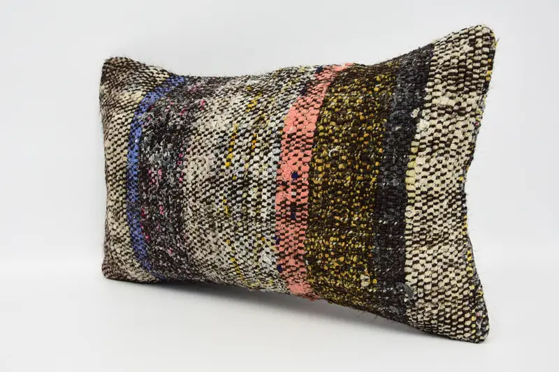 Hippie Throw Pillow Case, Boho Pillow Sham Cover, Ethnical Kilim Rug Pillow, Kilim Pillow, 12x20 Brown Pillow, Cushion Case - 4