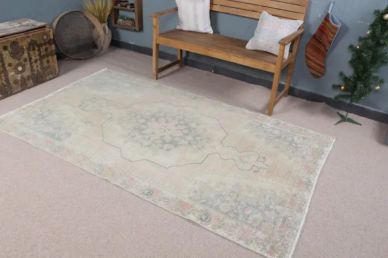 グリーン & オレンジの水玉模様のラグ、4.4x7.5 フィートのシックな装飾