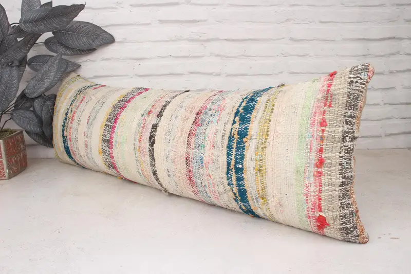 Vintage Pillow, 12x36 White Cushion, Interior Designer Pillow, Nomadic Cushion Cover, Cushion Case, Vintage Kilim Throw Pillow, Square Throw Cushion - 4