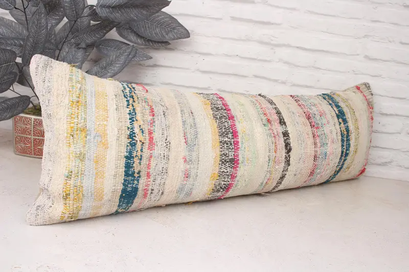 Vintage Pillow, 12x36 White Cushion, Interior Designer Pillow, Nomadic Cushion Cover, Cushion Case, Vintage Kilim Throw Pillow, Square Throw Cushion - 3