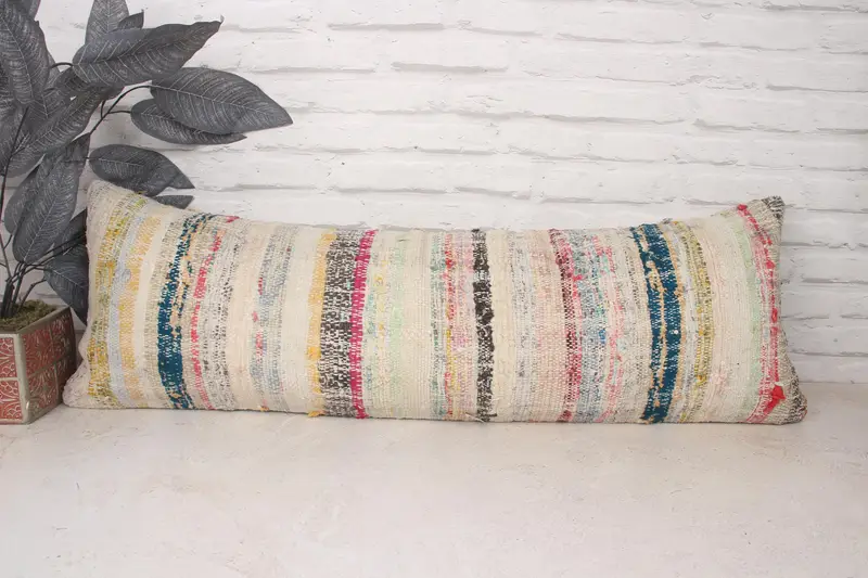 Vintage Pillow, 12x36 White Cushion, Interior Designer Pillow, Nomadic Cushion Cover, Cushion Case, Vintage Kilim Throw Pillow, Square Throw Cushion - 1