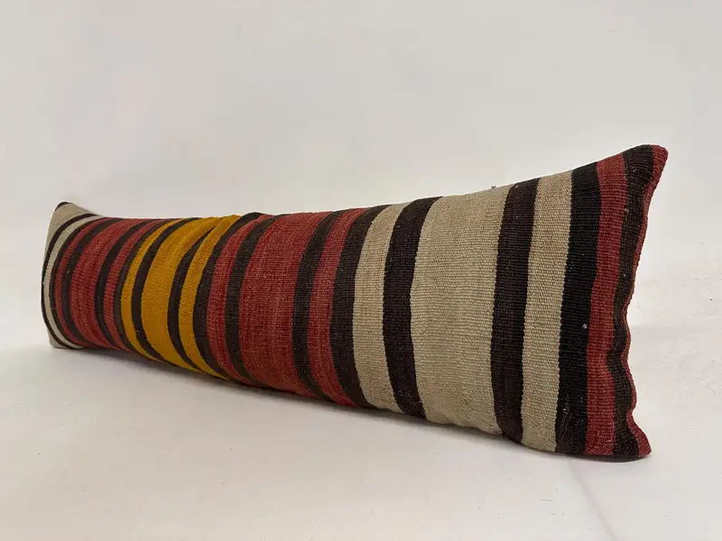 Tribal Pillow Sham, Vintage Kilim Throw Pillow, Vintage Kilim Pillow, Turkish Pillow, Decorative Pillow Case, 12x43 Red Cushion Case, Pillow Cover - 3