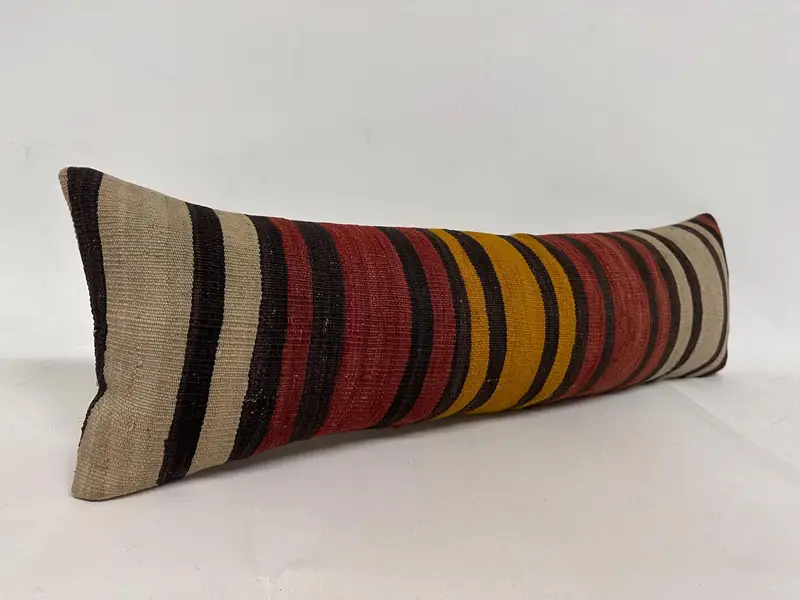 Tribal Pillow Sham, Vintage Kilim Throw Pillow, Vintage Kilim Pillow, Turkish Pillow, Decorative Pillow Case, 12x43 Red Cushion Case, Pillow Cover - 2
