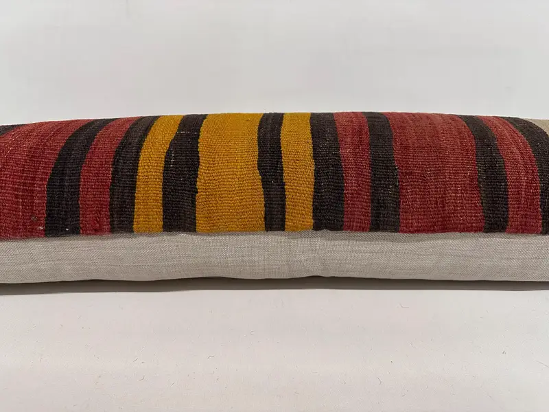 Tribal Pillow Sham, Vintage Kilim Throw Pillow, Vintage Kilim Pillow, Turkish Pillow, Decorative Pillow Case, 12x43 Red Cushion Case, Pillow Cover - 5