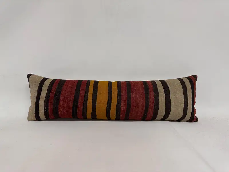 Tribal Pillow Sham, Vintage Kilim Throw Pillow, Vintage Kilim Pillow, Turkish Pillow, Decorative Pillow Case, 12x43 Red Cushion Case, Pillow Cover - 1