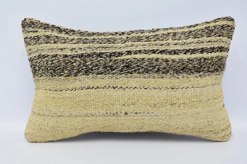 Tapestry Pillow Sham, Handmade Cushion, Pillow for Couch, 12x20 Brown Cushion Case, Kilim Pillow, Cushion Case, Vintage Kilim Pillow - 1